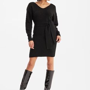 Express V-neck Long Sleeve Belted
Sweater Dress